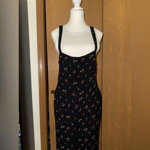 Madewell Black Floral Jumpsuit with Adjustable Straps